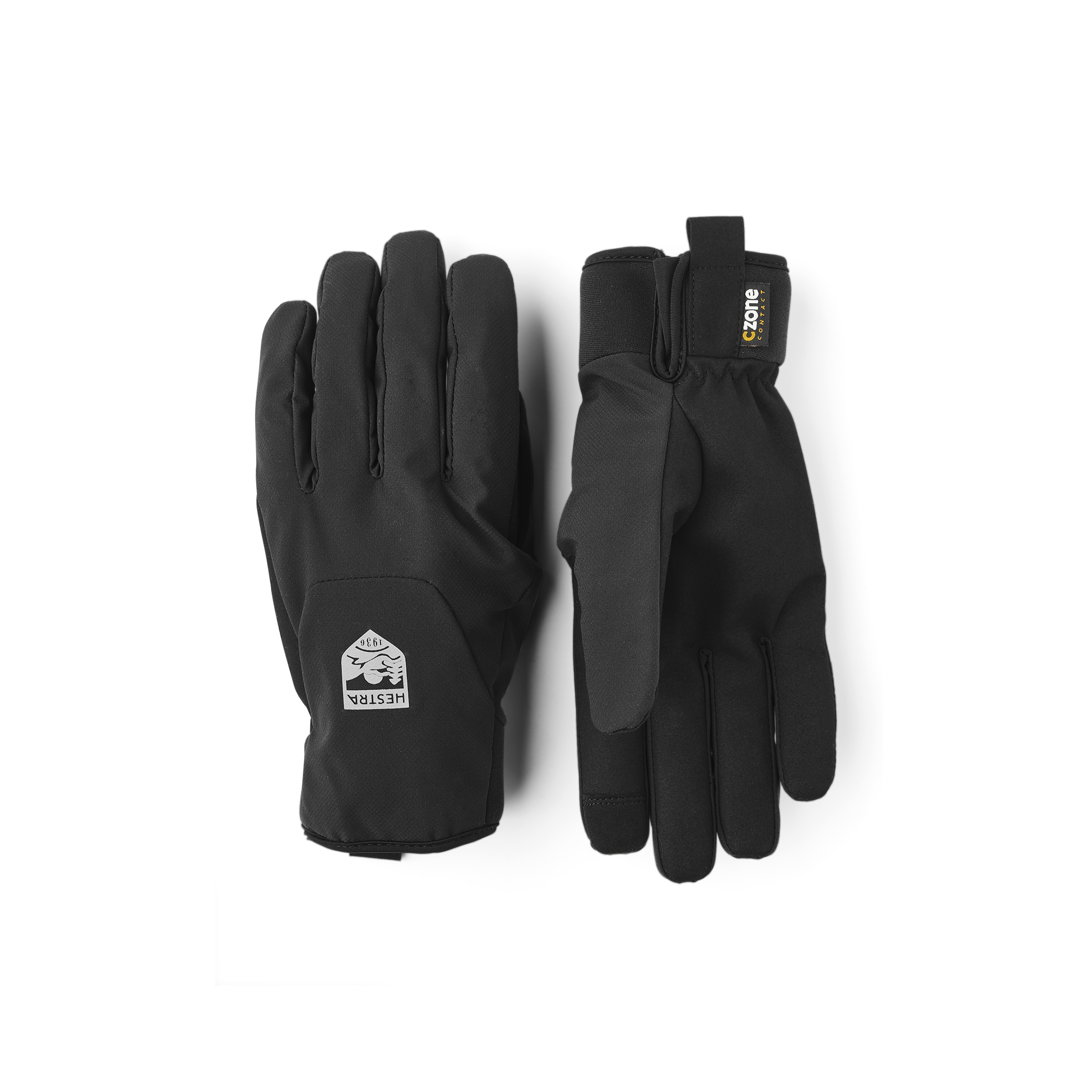 Black fabric cycling glove with synthetic suede palm
