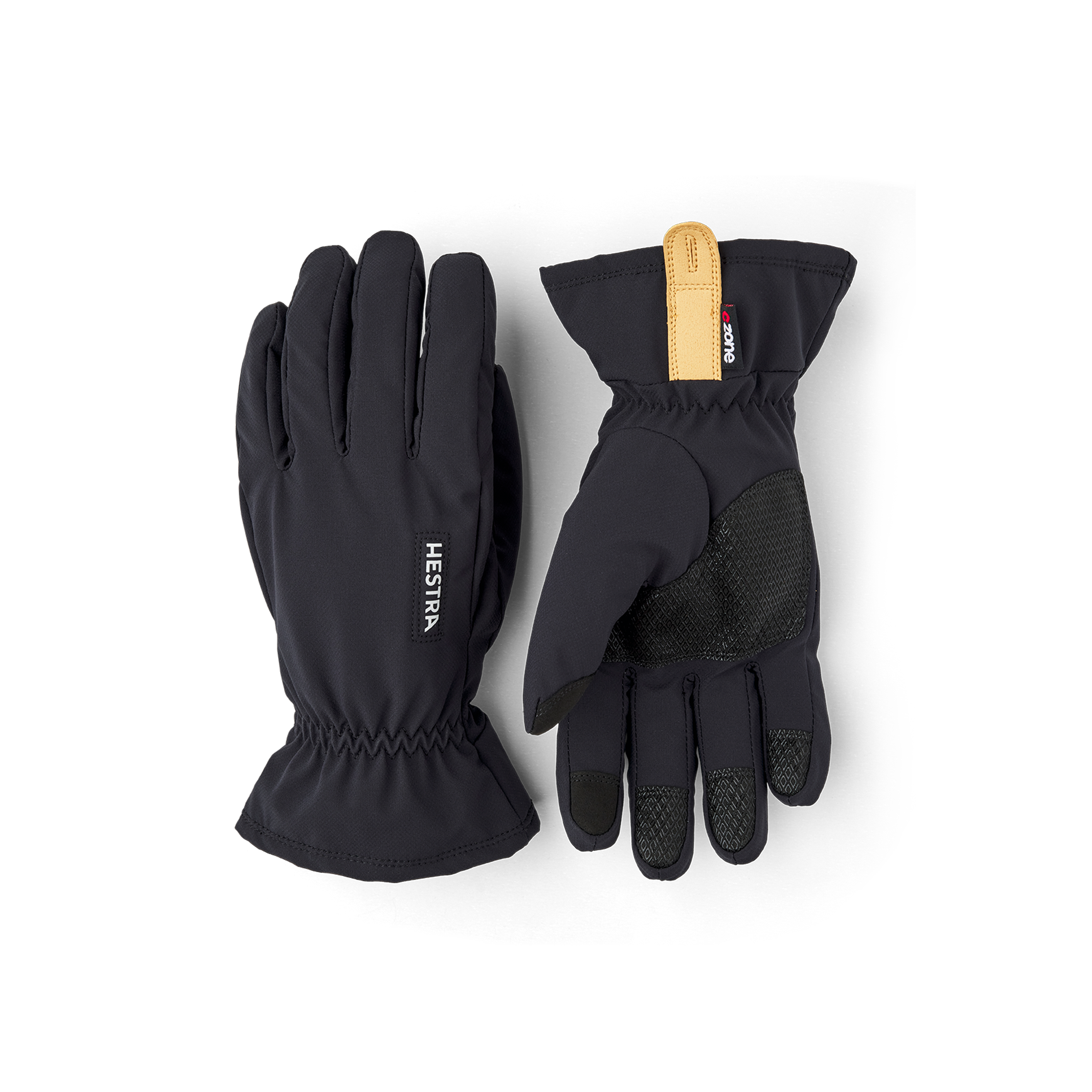 Black fabric outdoor glove with touch function